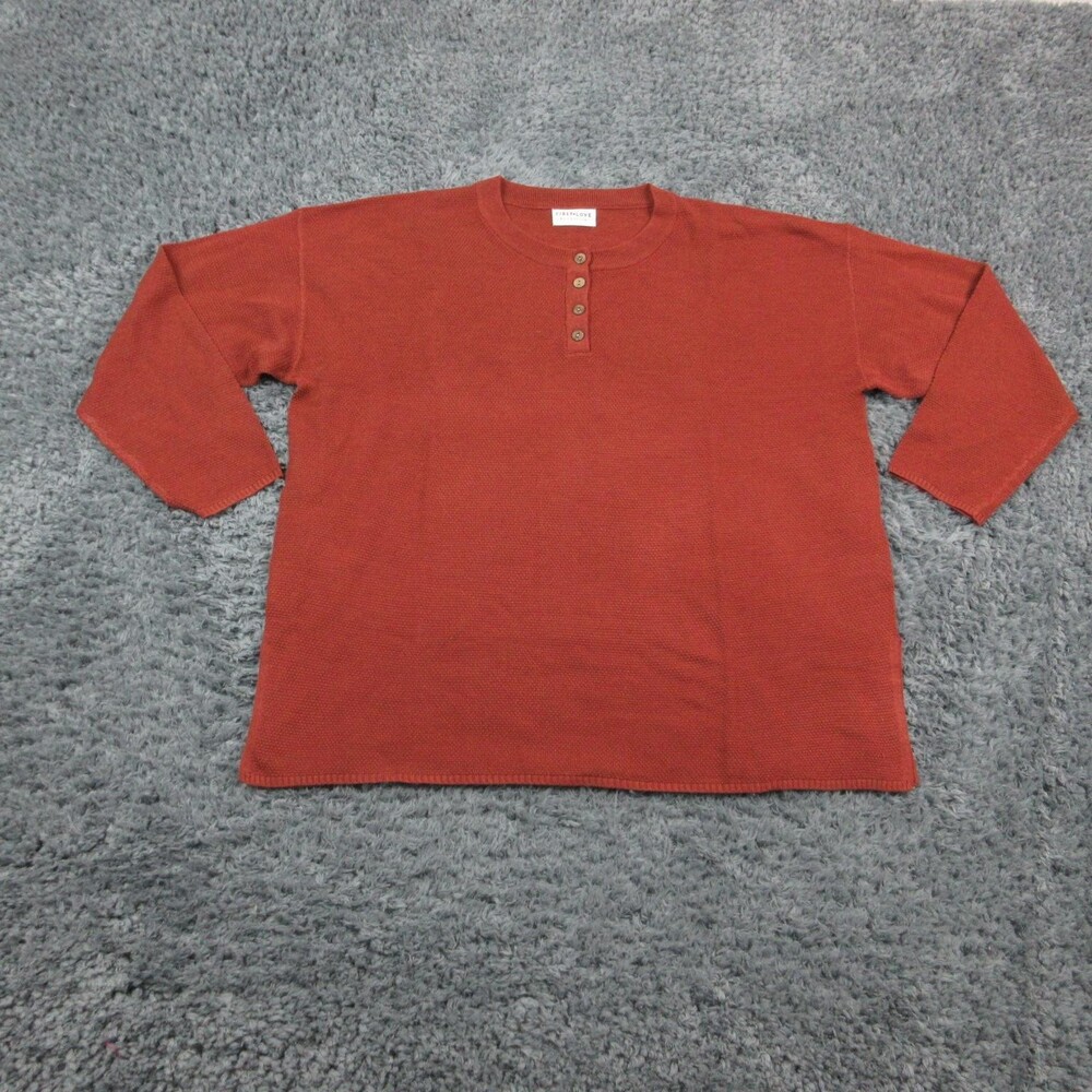 First Love by Lovelyn Shirt Womens 3X Rust Waffle Knit Henley Thermal Pullover